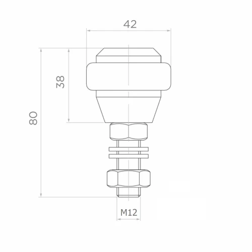Rolo guia emborrachado PSG FI 42 mm para portões de correr – rosca M12 001-282 (2)