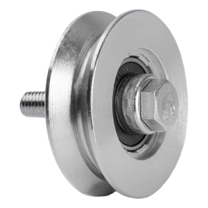 Roldana guia de portão tipo V fi 88 mm galvanizada – capacidade de carga 250 kg