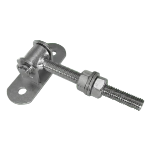 Dobradiça ajustável M12 aço L-115 mm com base 90×30 mm para portões e portinholas