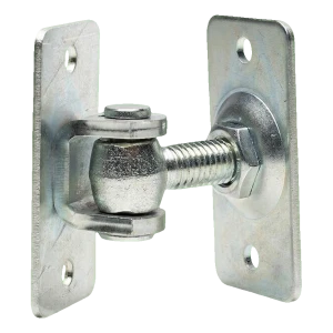 Dobradiça regulável M12 aparafusada de ambos os lados – base 74×38 mm para portões e portinholas