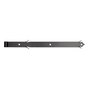 Dobradiça de fita decorativa para portões de batente 500 mm – braço de aço preto