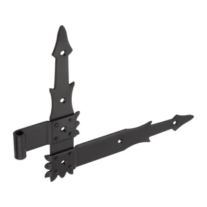 Dobradiça angular para portada esquerda 250 mm aço preto – decorativa