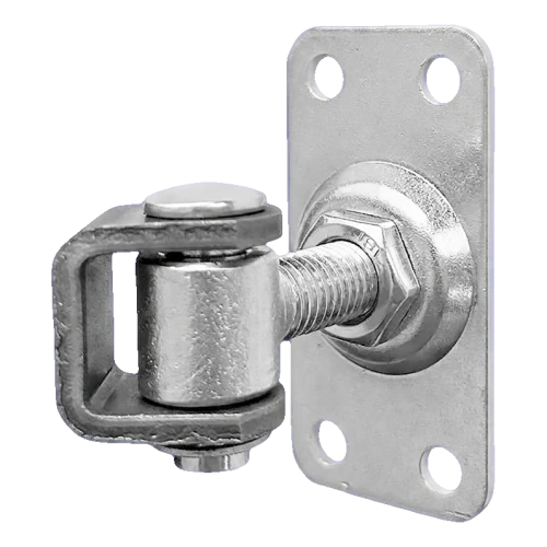 Komet – dobradiça regulável de portão M12 com placa 75 × 37 mm, zinco galvânico 001-522 (1)