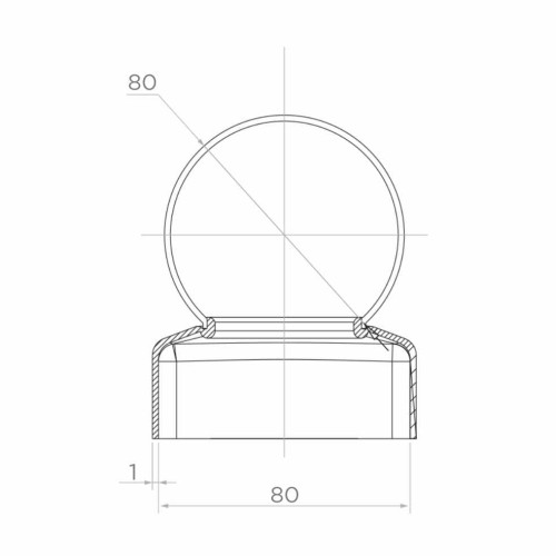 Chapéu de vedação em aço galvanizado 80×80 mm com esfera ø 80 mm 001-565 (2)