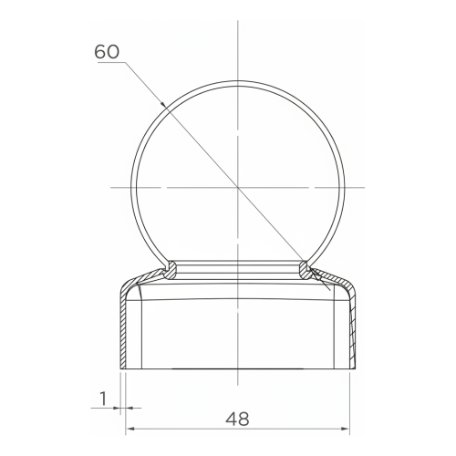 Chapéu de vedação metálico para poste Ø 48 mm com bola decorativa Ø 60 mm 001-591 (2)