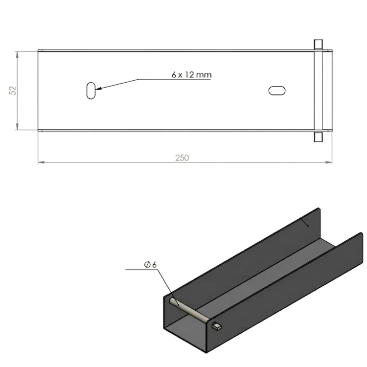 Perfil de ligação suporte para murete 250x50 galvanizado GPV-700-39 (3)