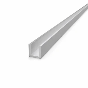 Calha de alumínio 20×20×2 mm – perfil C/U comprimento 2000 mm