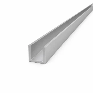 Calha de alumínio 25×25×3 mm – perfil C/U EN AW-6060 L=2000 mm