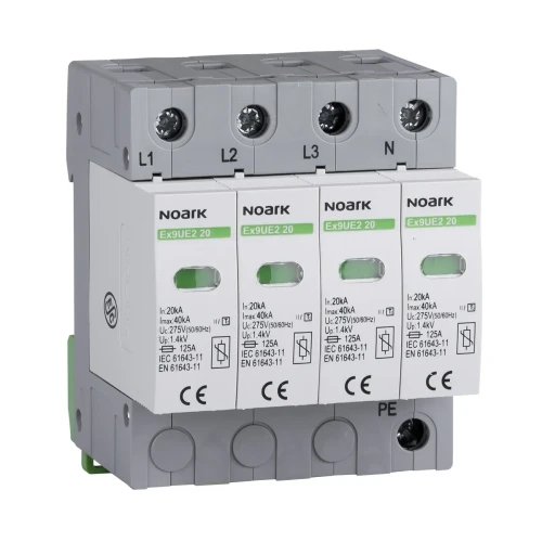 Para-raios, Tipo II, 275 V CA, 20 kA, Inserção Substituível, 4 Pólos PV-200-103357