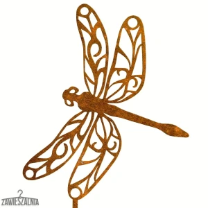 Zawieszalnia – libélula rendilhada de jardim em aço corten XL 22x98 cm em haste