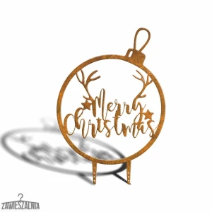 Zawieszalnia – decoração de jardim Bola de Natal Merry Christmas XL 77 cm em aço corten