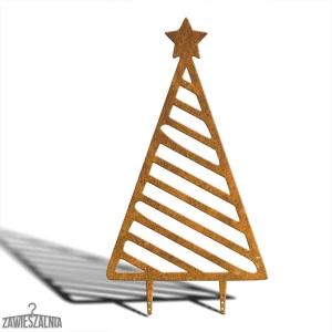 Árvore de Natal decorativa de jardim suspensa XXL 92 cm – aço corten, padrão às riscas