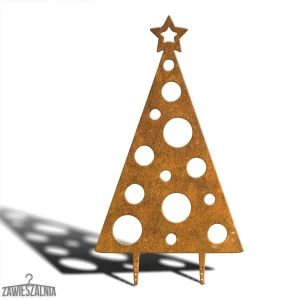Zawieszalnia – árvore de Natal decorativa de jardim XXL 92 cm em aço corten, padrão de pontos