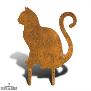 Zawieszalnia – espantalho de jardim Gato Sentado L 38 cm, aço Corten