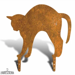 Zawieszalnia – espantalho de jardim Gato com Dorso arqueado L 38 cm, aço corten