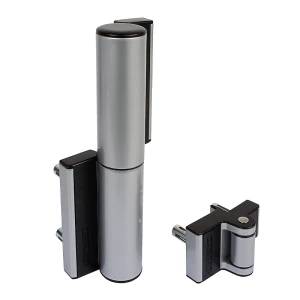 Locinox Puma – fecho hidráulico automático e dobradiça de 180° para portões até 75 kg, prateado