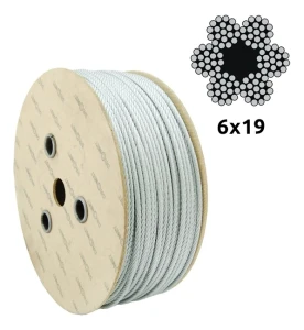 Cabo de aço galvanizado Ø8,0 mm 6×19 com alma de fibra FC – venda ao metro