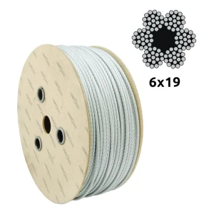 Cabo de aço galvanizado Ø12,0 mm 6×19 com alma de fibra FC