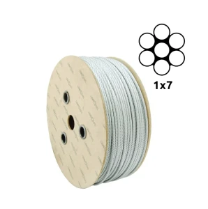 Cabo de aço galvanizado Ø1,0 mm 1×7 de perna única – venda ao metro