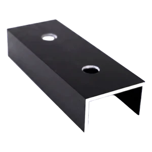 Conector de perfil de montagem PV em alumínio anodizado preto 120 mm perfil em U 25×45