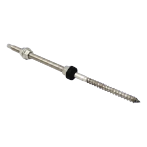 Parafuso de duplo filete M12×300 mm aço inoxidável A2 – fixação PV a viga de madeira