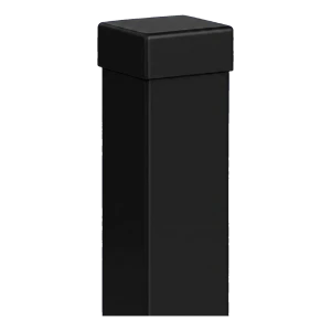 Poste de vedação em aço 80×80 mm preto RAL 9005 – 2,0 m com tampa
