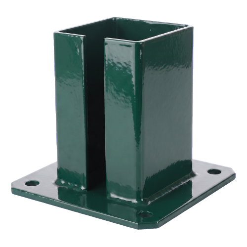 Base metálica de fixaçao para poste de vedaçao e portao 100×100 mm verde RAL 6005 000-791 (2)