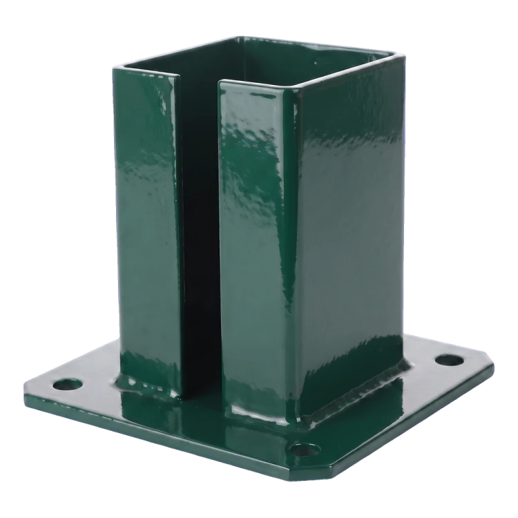 Base metálica de fixaçao para poste de vedaçao e portao 100×100 mm verde RAL 6005 000-791 (2)