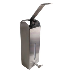 Dispensador de cotovelo de parede em aço inoxidável 1000 ml – com fechadura de chave