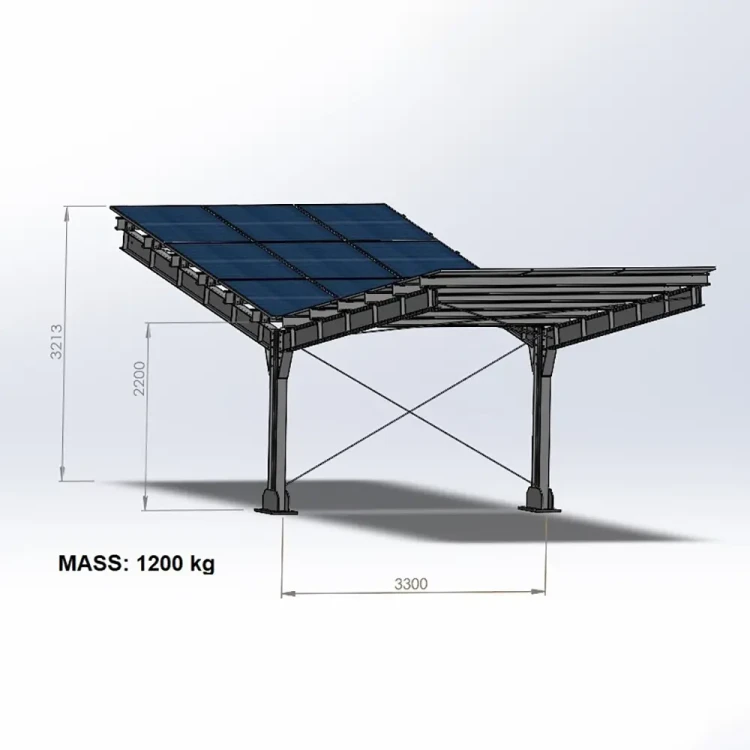Carport fotovoltaico para 2 veículos T 11,4m x 3,3m Estacionamento Solar GPV-101-08 (3)