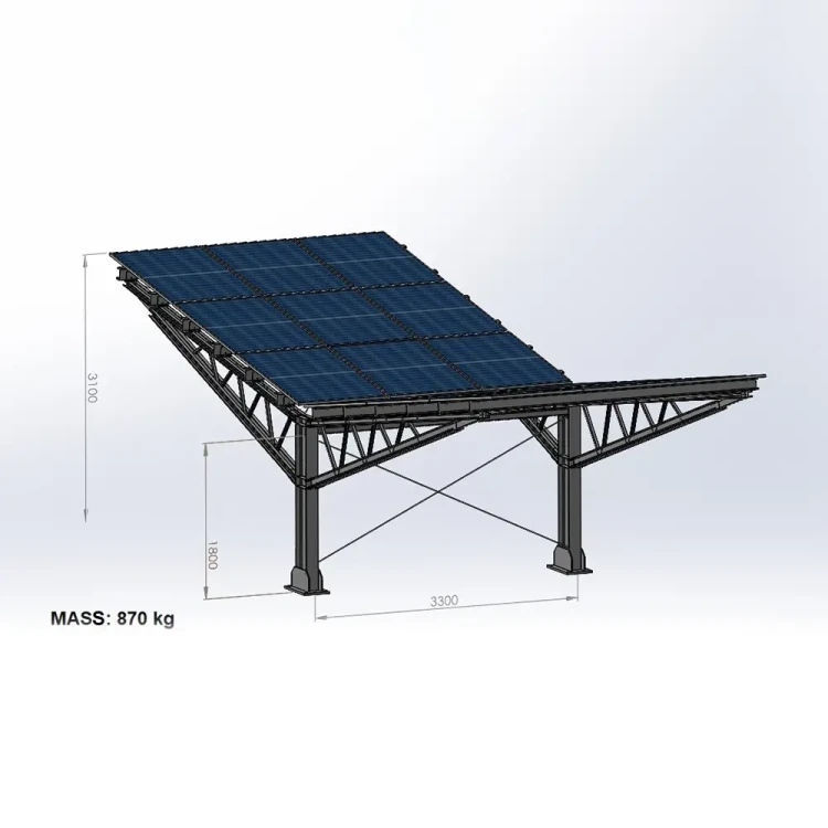 Carport fotovoltaico para 2 veículos T Eco 11,4m x 3,3m Estacionamento Solar GPV-101-09 (3)