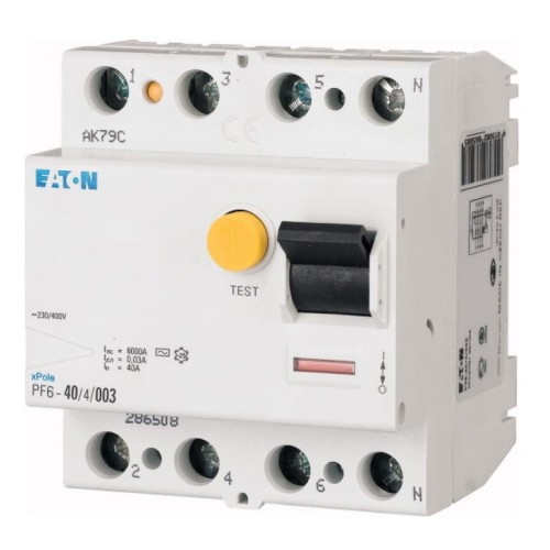 Disjuntor de corrente residual 4P 40A 6kA 100mA tipo A PF6-40/4/01-A GPV-401-11