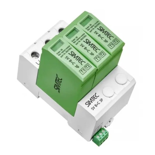 Para-raios PV DC Tipo 1+2 (B+C) 1000V 3P 20kA 4.5kV SV T1 T2 SIMTEC GPV-401-16