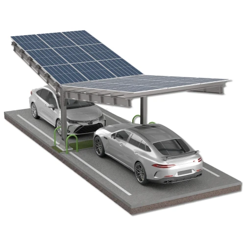 Carport fotovoltaico para 2 veículos T 11,4m x 3,3m Estacionamento Solar GPV-101-08