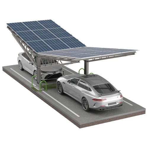 Carport fotovoltaico para 2 veículos T Eco 11,4m x 3,3m Estacionamento Solar GPV-101-09