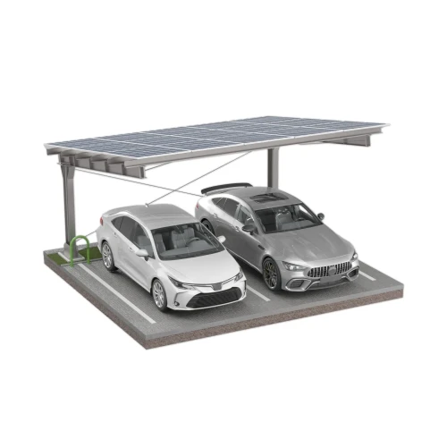 Carport fotovoltaico para 2 veículos L 5,7m x 5,2m Estacionamento Solar GPV-101-14