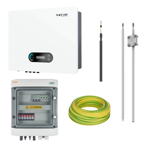 Kit elétrico completo para energia fotovoltaica com inversor Sofar 12KTLX-G3 3F 2MPPT GPV-405-04