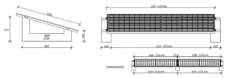 Sistema de balastro para montagem horizontal de PV em telhado plano SE800 - palete de 16 peças GPV-600-01 (2)