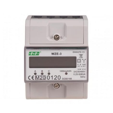 Contador de eletricidade trifásico 80A MID WZE-3 F&F FILIPOWSKI GPV-401-77