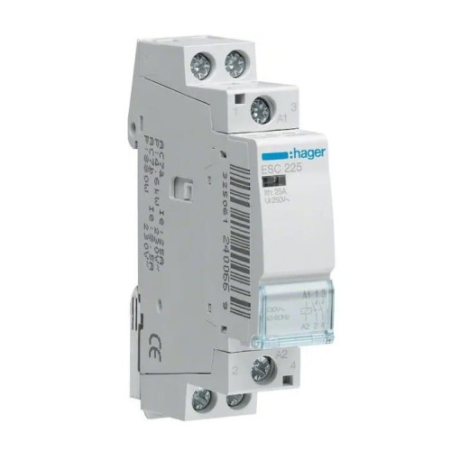 Contactor modular 230V AC 2NO 25A ESC225 HAGER GPV-401-81