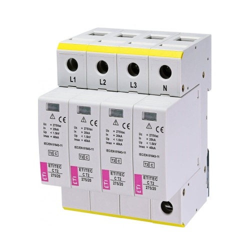 Para-raios ETI Tipo 2 (Classe C) 4P 20kA 1,5kV GPV-401-97