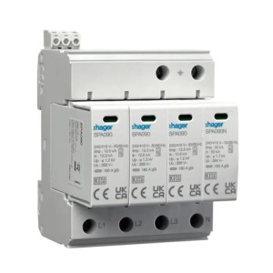 Protetor contra surtos Hager Tipo 1+2 (Classe B+C) 4P 50kA 1.2kV