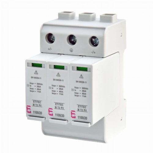 ETI Limitador de Surtos PV DC Tipo 2 (Classe C) 1100V 3P 20kA 3,8kV GPV-401-135