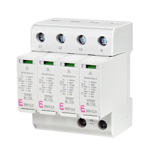 ETI Limitador de surtos tipo 1-2-3 (classe B-C-D) 4P 20kA 1,5kV GPV-401-141