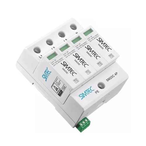 Simtec Dispositivo de Proteção Contra Surtos Tipo 2 (Classe C) 4P 20kA 1,5kV GPV-401-202