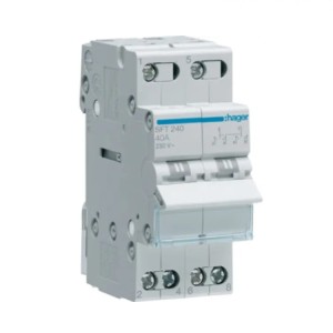 Interruptor de instalação modular Hager I-0-II (1-0-2) Ponto comum a partir do topo 2P 40A 230V AC