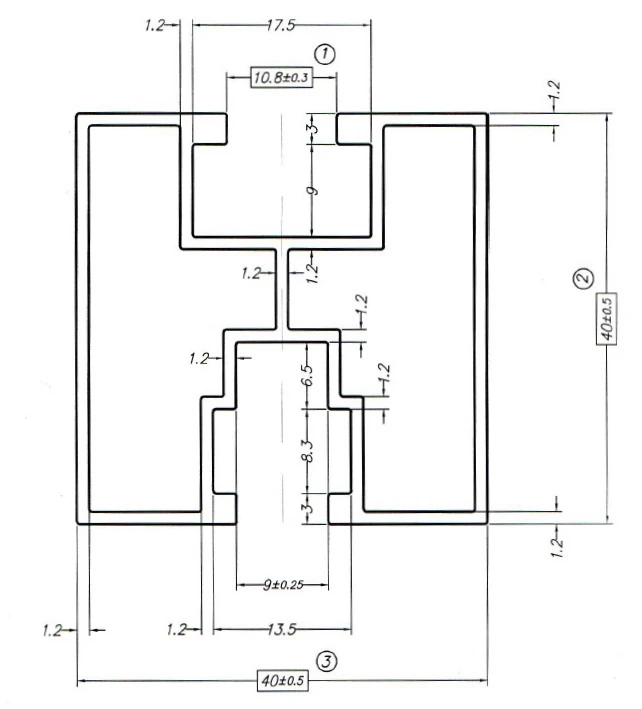 Perfil de Alumínio 221cm 40x40 para Parafusos Hexagonais PV-01-05 (4)