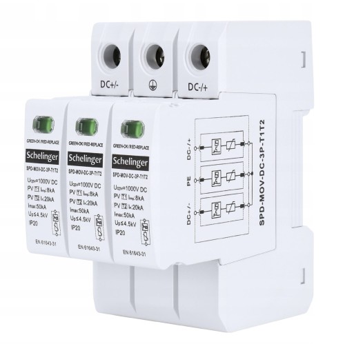 Limitador de Sobretensão Schelinger 3P 8kA DC 1000V GPV-401-24