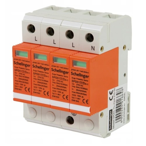 Schelinger Dispositivo de Proteção contra Surtos 4P 5kA cl. T1+T2 (B+C) GPV-401-25