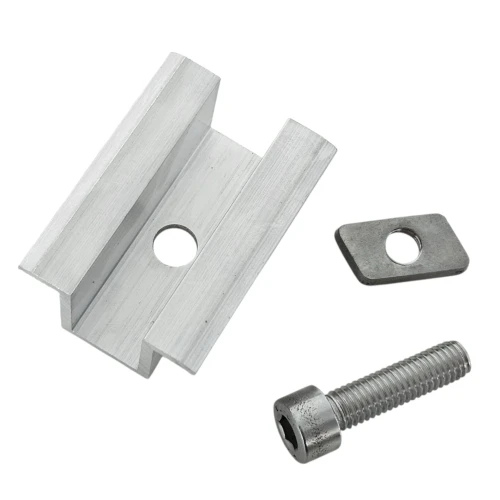 Braçadeira de pressão central H25 L50 Bruta com parafuso M8x25 e inserto para painéis de 35 mm PV-04-17 (2)